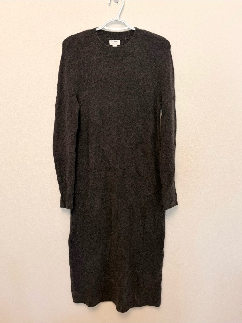 J. Crew Extra Soft Knit Sweater Dress Long Sleeve Midi Gray Cozy Minimalist Sz S